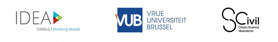 logo's van IDEA consult, Vrije Universiteit Brussel en Scivil